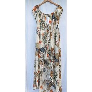 Biubiu Women's Off Shoulder Floral Romper With Maxi Overlay Sz 3X Beach Coastal